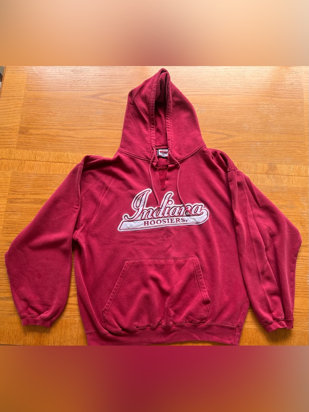 Indiana Hoosiers Vintage 90s Sweatshirt IU Embroidered Logo, Red/White, Size L